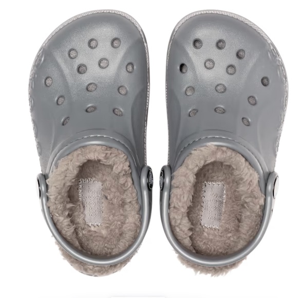 New Crocs Baya Lined Sherpa Fleece Clogs in Charcoal Size 6C - Picture 2 of 7